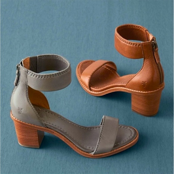Frye Shoes - Frye Brielle Grey Strap Wood Heeled Sandal Summer Spring Formal Casual Low Heel